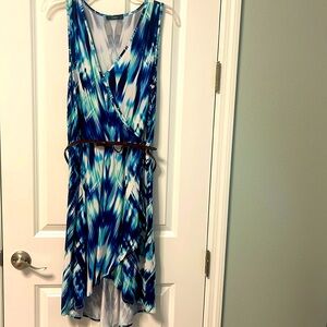 Tart Ladies Wrap Style Belted Dress High-Low mid Calf Sz S